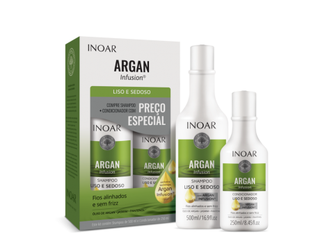 Inoar Argan Infusion Smooth & Silky Duo Kit Glotinančių priemonių rinkinys 500ml + 250ml